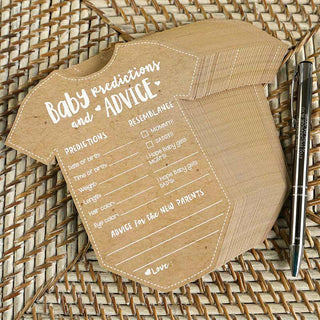BABY SHOWER PREDICTION ADVICE CARD - ONESIE SHAPE (SET OF 50)