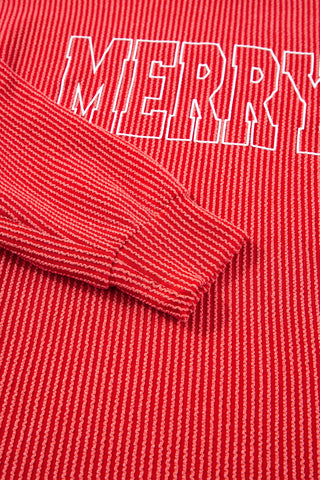 Racing Red Corded MERRY Graphic Long Sleeve Top and Shorts Set