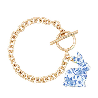 Blue Floral Acrylic Bunny Bracelet