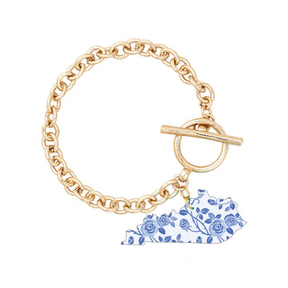 Blue Floral Acrylic Kentucky Bracelet