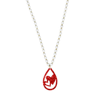 Red Glitter Heart Teardrop White Jennifer Necklace