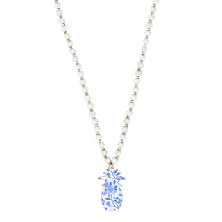 Blue Floral Pineapple White Jennifer Necklace