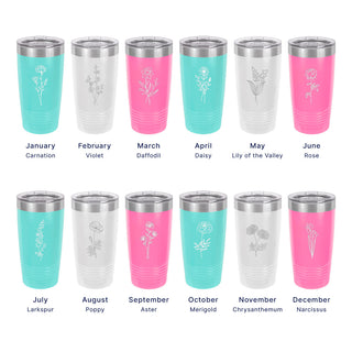 Birth Month Flower 20oz Insulated Tumbler