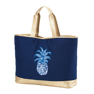 Printed Pineapple Navy Cabana Tote