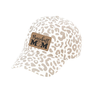 Baseball Mom Natural Leopard Cap