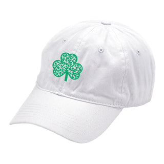 Leopard Shamrock Embroidered White Cap