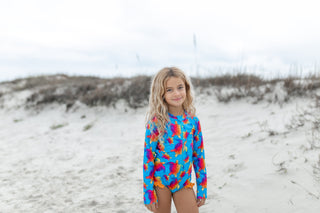 Mia Blue Rainbow Turtle Zip Swimsuit