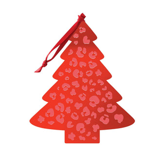 Red Mirror Acrylic Leopard Tree Ornament