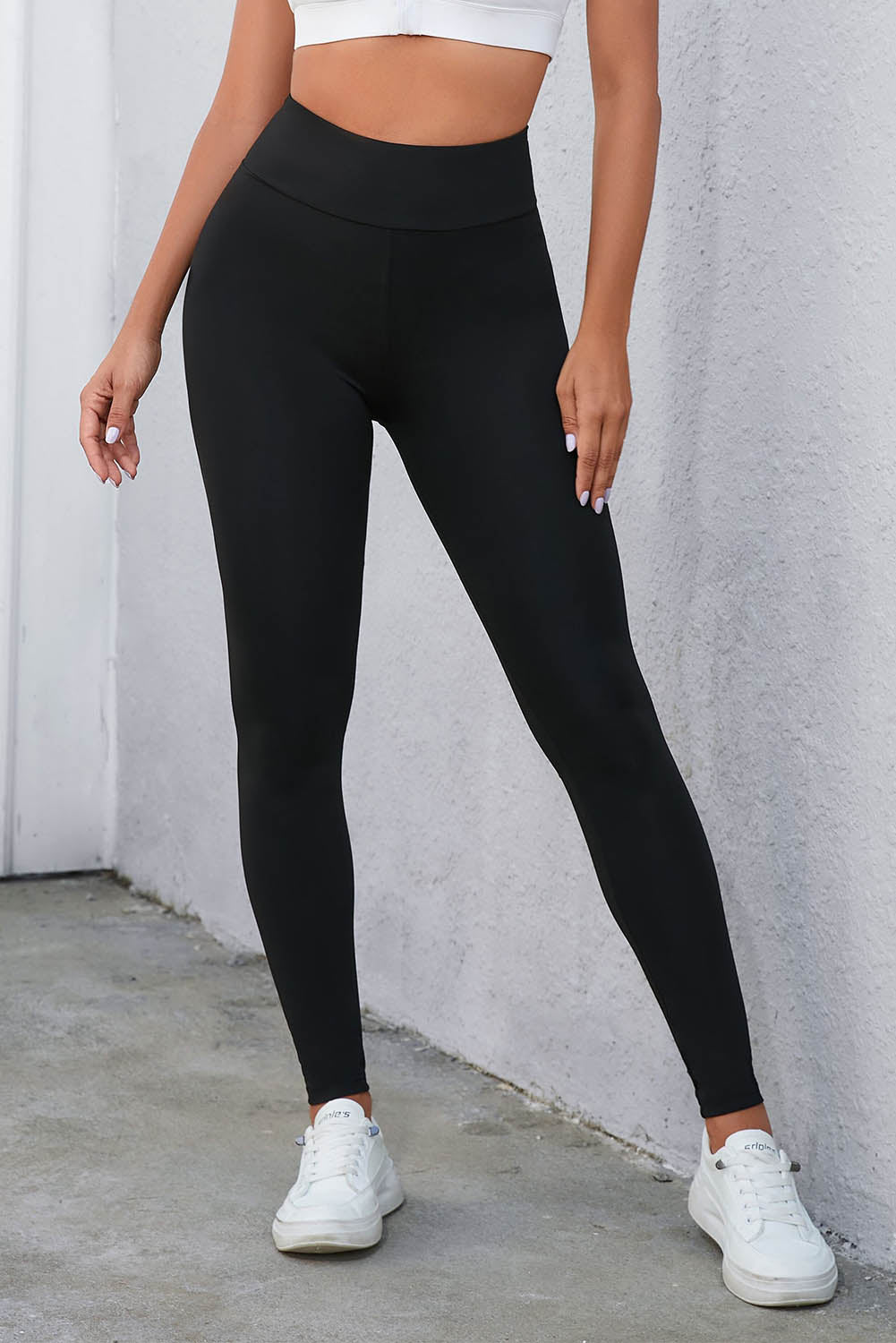  THE GYM PEOPLE Women's V Cross Waist Workout Leggings Tummy  Control Running Yoga Pants with Pockets Black : Clothing, Shoes & Jewelry