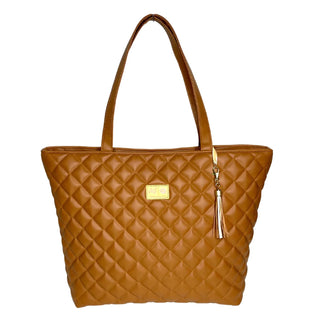 Makeup Junkie - Luxe Quilted Cognac Tote Pre-Order