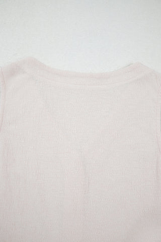 Apricot Buttoned V Neck Tank Top and Wide Leg Pants Casual Outfit