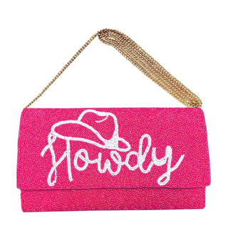 Hot Pink Howdy Beaded Clutch