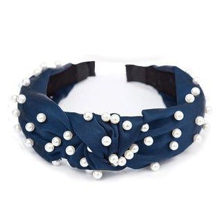Navy Paige Satin Headband