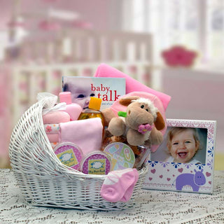 Welcome Baby Bassinet New Baby Basket-Pink, Gift Baskets Drop Shipping - A Blissfully Beautiful Boutique