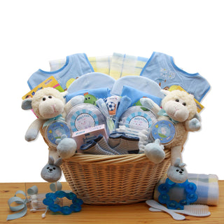 Double Delight  Twins New Baby Gift Basket - Blue, Gift Baskets Drop Shipping - A Blissfully Beautiful Boutique