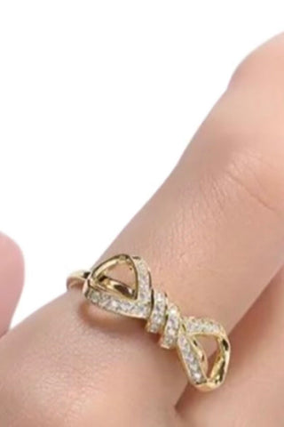 Gold Rhinestone Bow Ring - ETA 2/15