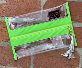 Makeup Junkie Bag - In The Clear lime Green