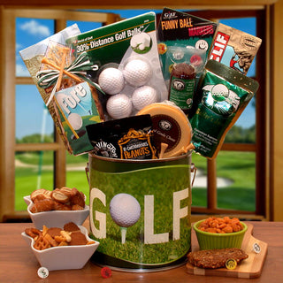 Fore! Golfers Gift Pail, Gift Baskets Drop Shipping - A Blissfully Beautiful Boutique