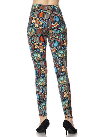 Paisley Multi Print Brushed Ankle Leggings