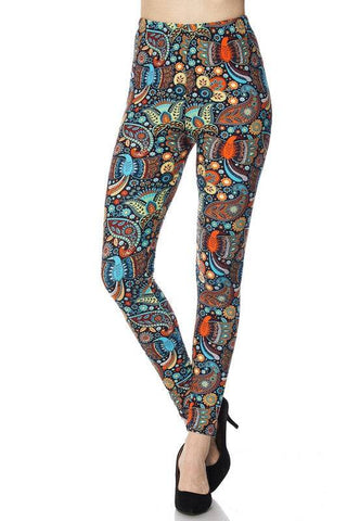 Paisley Multi Print Brushed Ankle Leggings
