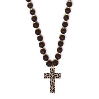 Leopard Cross Brown Jennifer Necklace