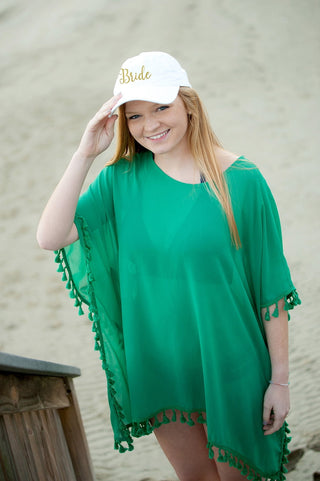 White Cap Embroidered BRIDE in Gold Thread
