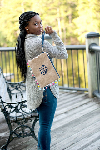 Multi-Colored Pom-Pom Clutch