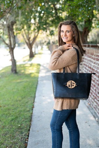 Black Crocodile Abbey Purse
