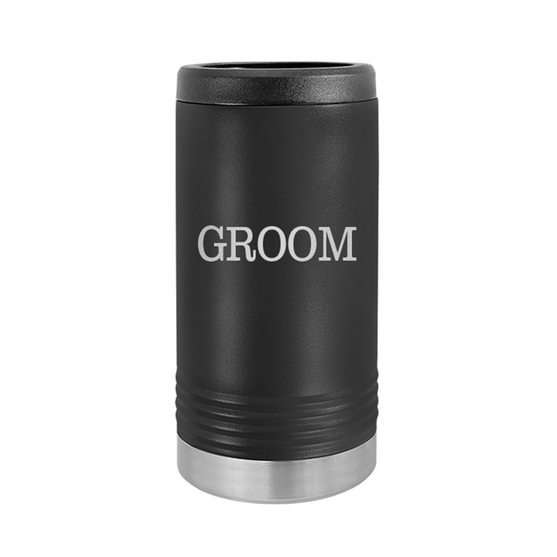 Groomsman Brewing Co. Stainless Insulated Skinny Can Holder - Black