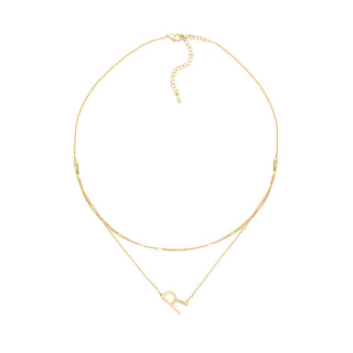 R Gold Double Chain Necklace