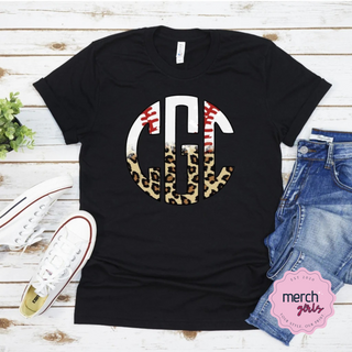 Baseball Leopard Monogram Graphic Tee, Merch Girls - A Blissfully Beautiful Boutique