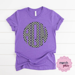 Checkerboard Monogram Graphic Tee, Merch Girls - A Blissfully Beautiful Boutique