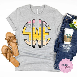 Pencil Monogram Graphic Tee, Merch Girls - A Blissfully Beautiful Boutique
