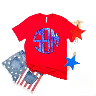 Patriotic Leopard Monogram Graphic Tee, Merch Girls - A Blissfully Beautiful Boutique