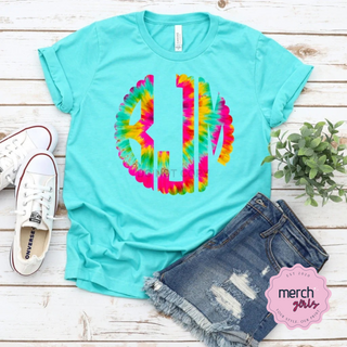 Scalloped Tie Dye Monogram Graphic Tee, Merch Girls - A Blissfully Beautiful Boutique