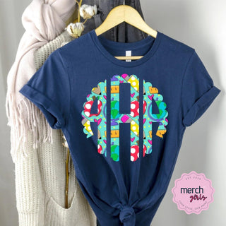 Back To School Doodle Monogram Graphic Tee, Merch Girls - A Blissfully Beautiful Boutique