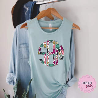Leopard Spot Monogram Graphic Tee, Merch Girls - A Blissfully Beautiful Boutique