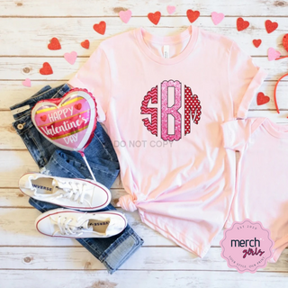 Mixed Valentine's Trio Monogram Graphic Tee, Merch Girls - A Blissfully Beautiful Boutique