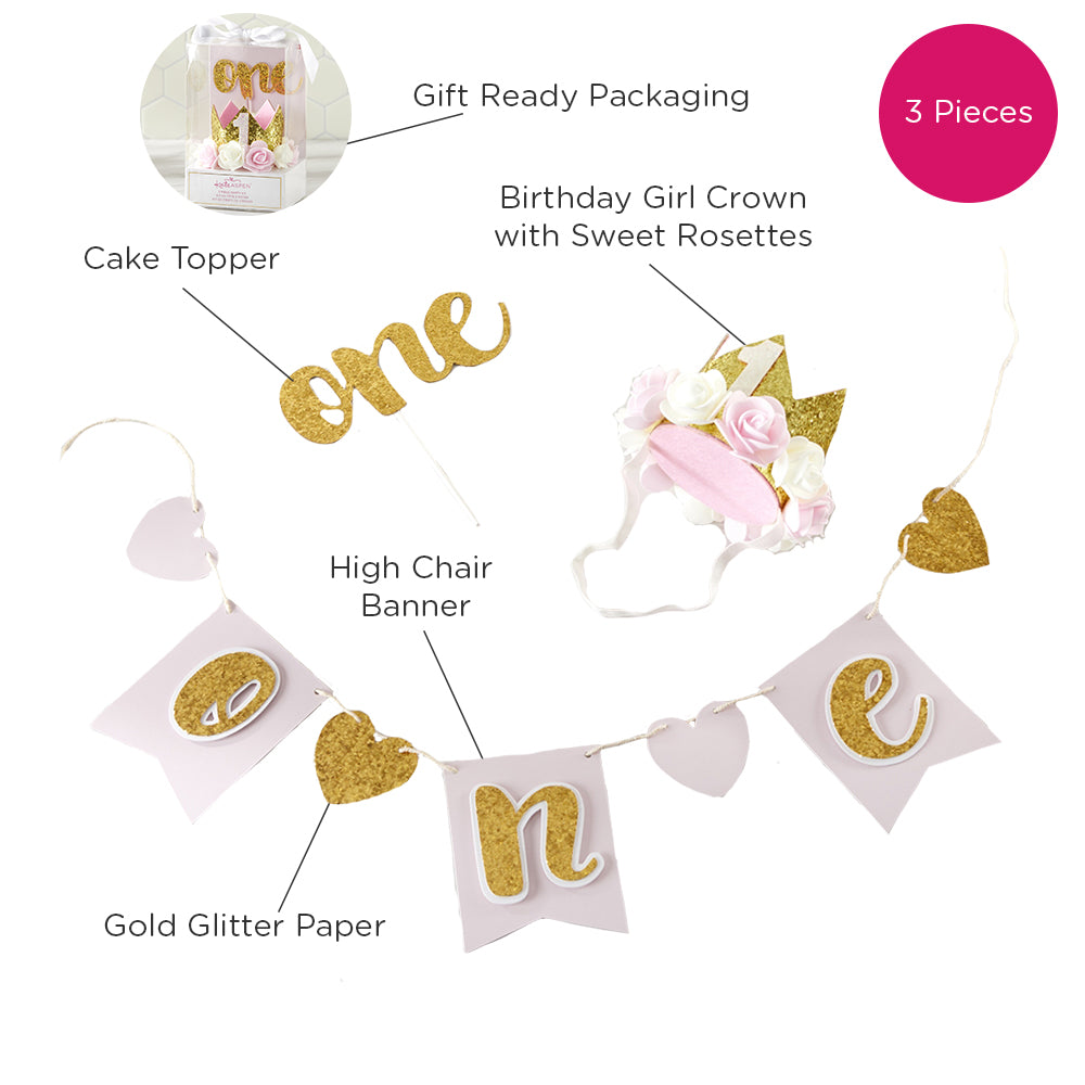 Gold Glitter 1st Birthday D...cor Kit