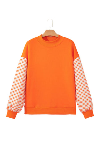 Evergreen Plaid Sleeve Colorblock Loose Tunic Sweatshirt