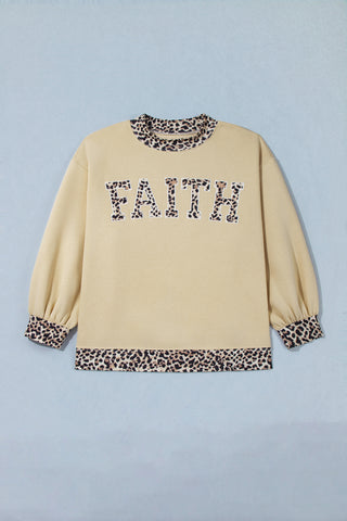 Coffee Plus Size Polka Dot Trim Mock Neck BLESS Graphic Sweatshirt