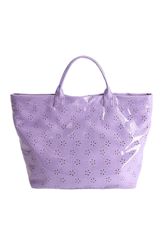 Orchid Eyelet Flower Pattern PVC Glossy Waterproof Tote Bag, Dear-Lover Dropshipping - A Blissfully Beautiful Boutique