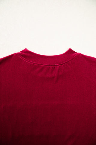 Burgundy Christmas Velvet Graphic Print Long Sleeve Sweatshirt