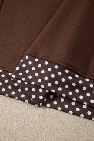Burgundy Colorblock Polka Dot Contrast Trim Oversized Sweatshirt