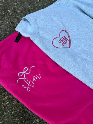 Valentine's Day Monogram Embroidered Sweatshirt, Merch Girls - A Blissfully Beautiful Boutique