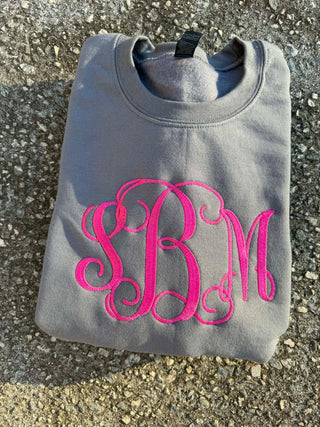 Monogram Embroidered Sweatshirt, Merch Girls - A Blissfully Beautiful Boutique