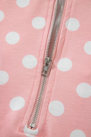 Orange Polka Dot Hooded Long Sleeve Top Casual Mini Skort Set