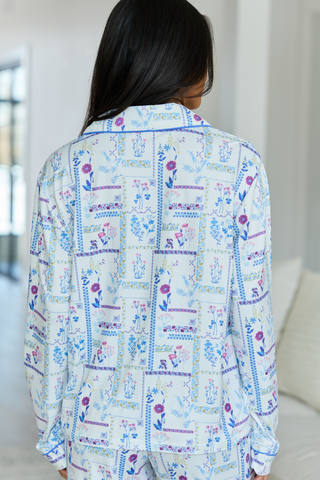 Cozy Crush Long Sleeve Pajama Top - Botanical Bliss, Pink Lily - A Blissfully Beautiful Boutique