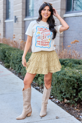 These Boots Are Made For Walkin' Ivory Graphic Tee, Pink Lily - A Blissfully Beautiful Boutique