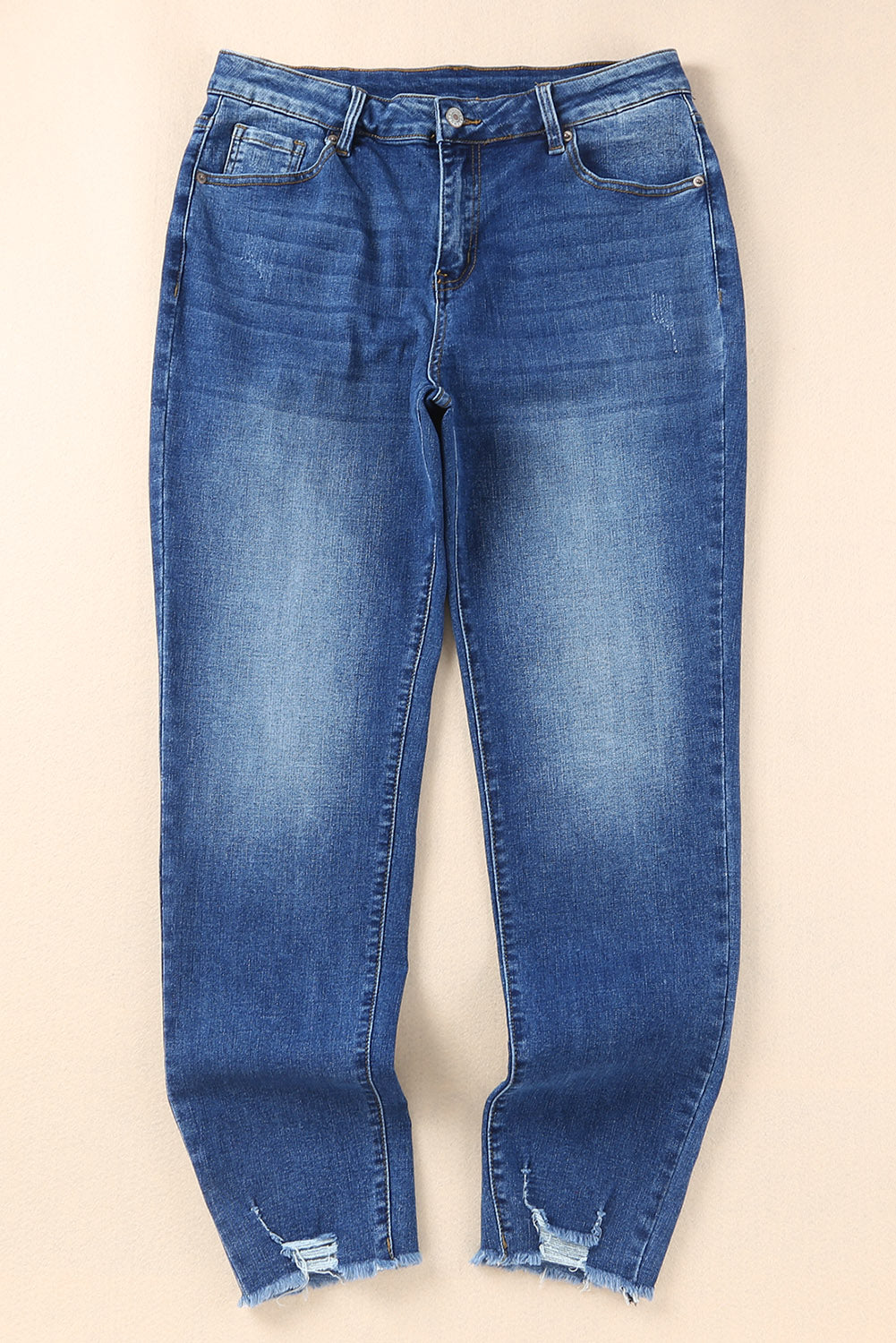 Blue raw hem on sale jeans